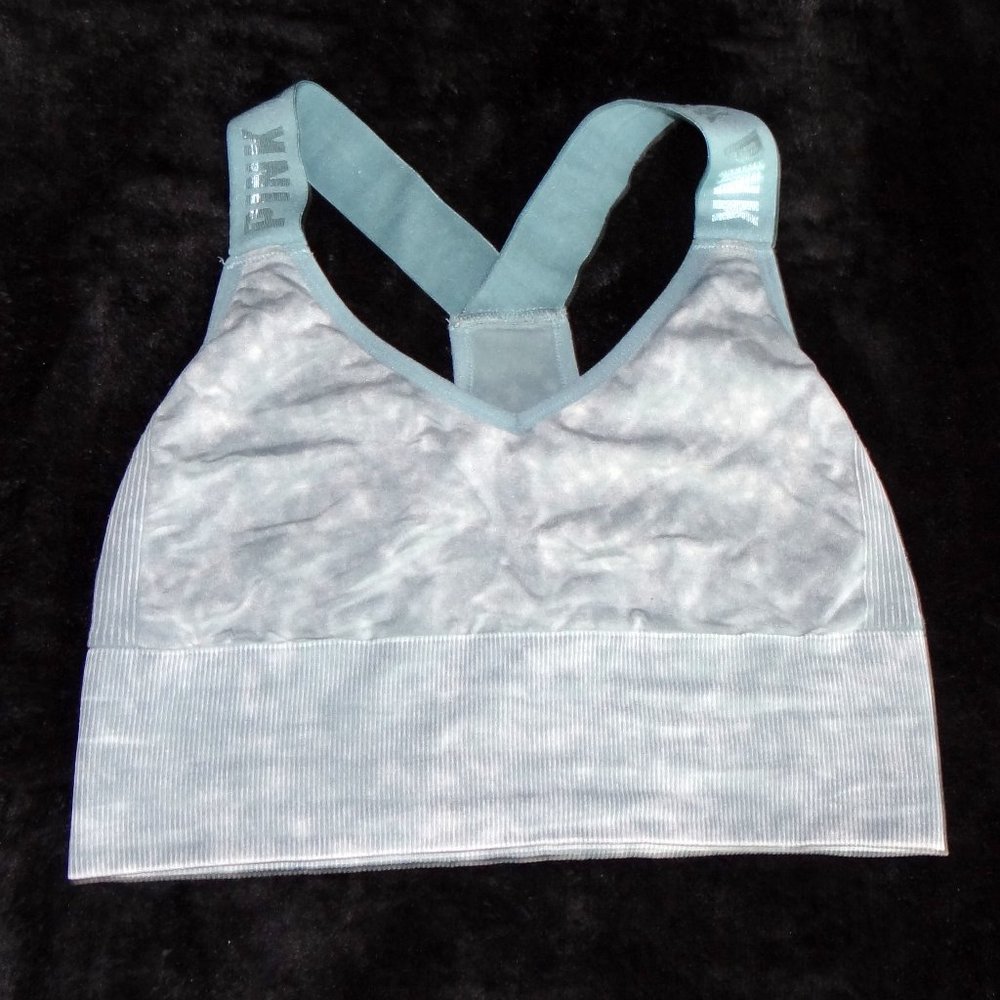 Teal Green PINK Sport by Victoria's Secret Sports Bra Sz L
